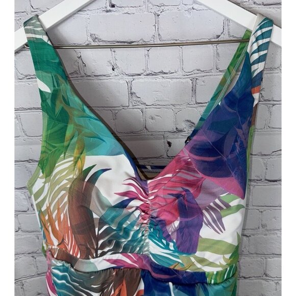 SWIM BY CACIQUE Women's Swim Dress Light Lined Bathing Suit Size 18 Tropical - Picture 2 of 7